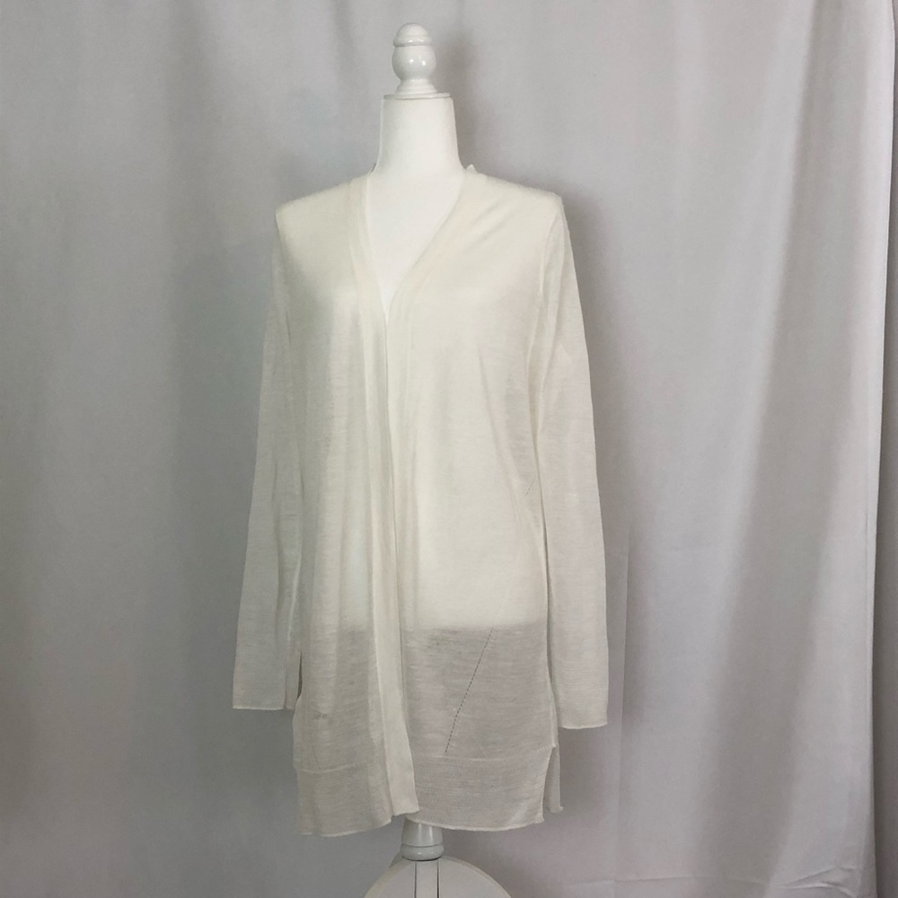 Ann Taylor Loft, ecru sheer knit cardigan